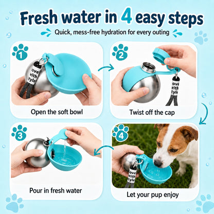 On-the-Go Dog Water Bottle | Stainless Steel | 285ml