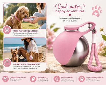 On-the-Go Dog Water Bottle | Stainless Steel | 285ml