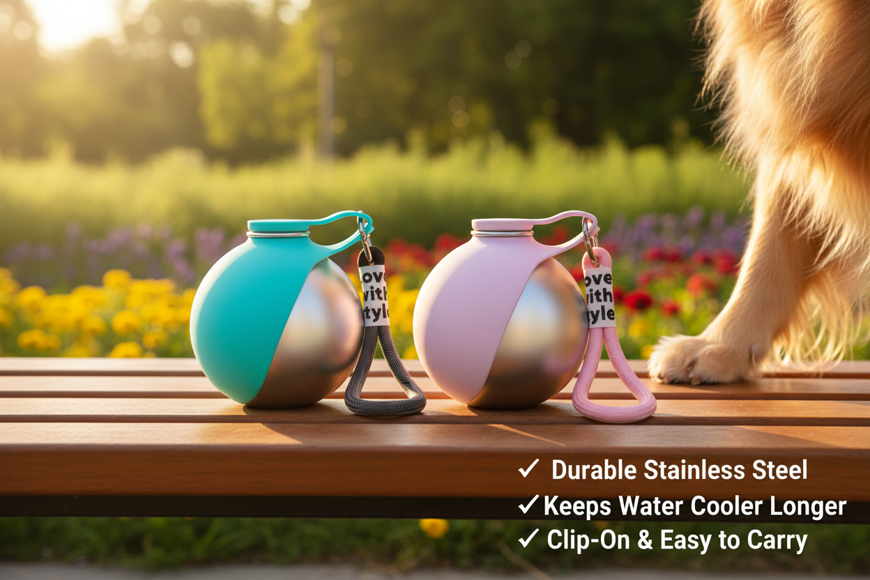 Teal & Pink Pet Water Bottles - Duo Lifestyle Shot